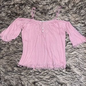 Cold shoulder pink shirt